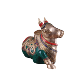 Brass Sitting Nandi Statue | 13" Width | Right Leg Raised | Traditional Stonework | Sacred Hindu Art | Premium Collection | Jaipurio